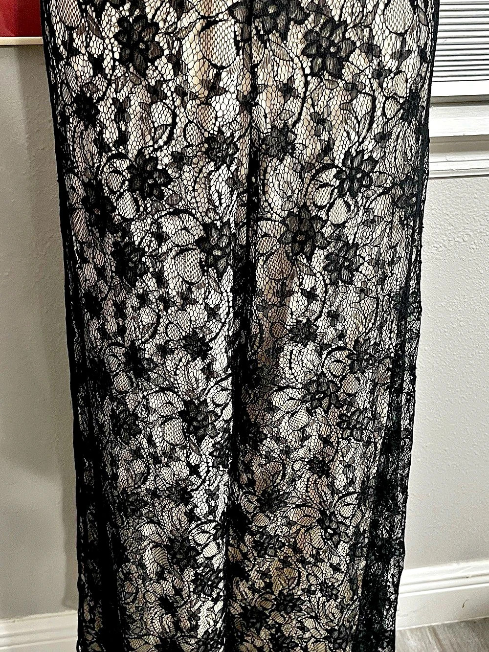 alice + olivia Black And Nude Lace With Leather Zipper Jumpsuit Small - Picture 5 of 16